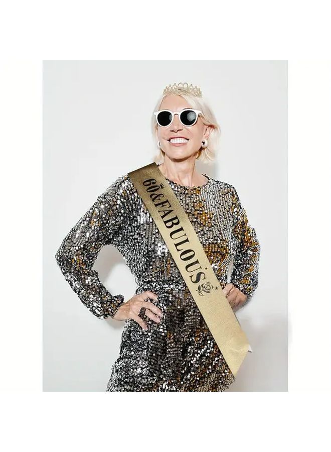 Gold 60th Birthday Sash Fabulous Glittery Durable Ribbon for Milestone Party Decorations Ideal Gift - Image 4