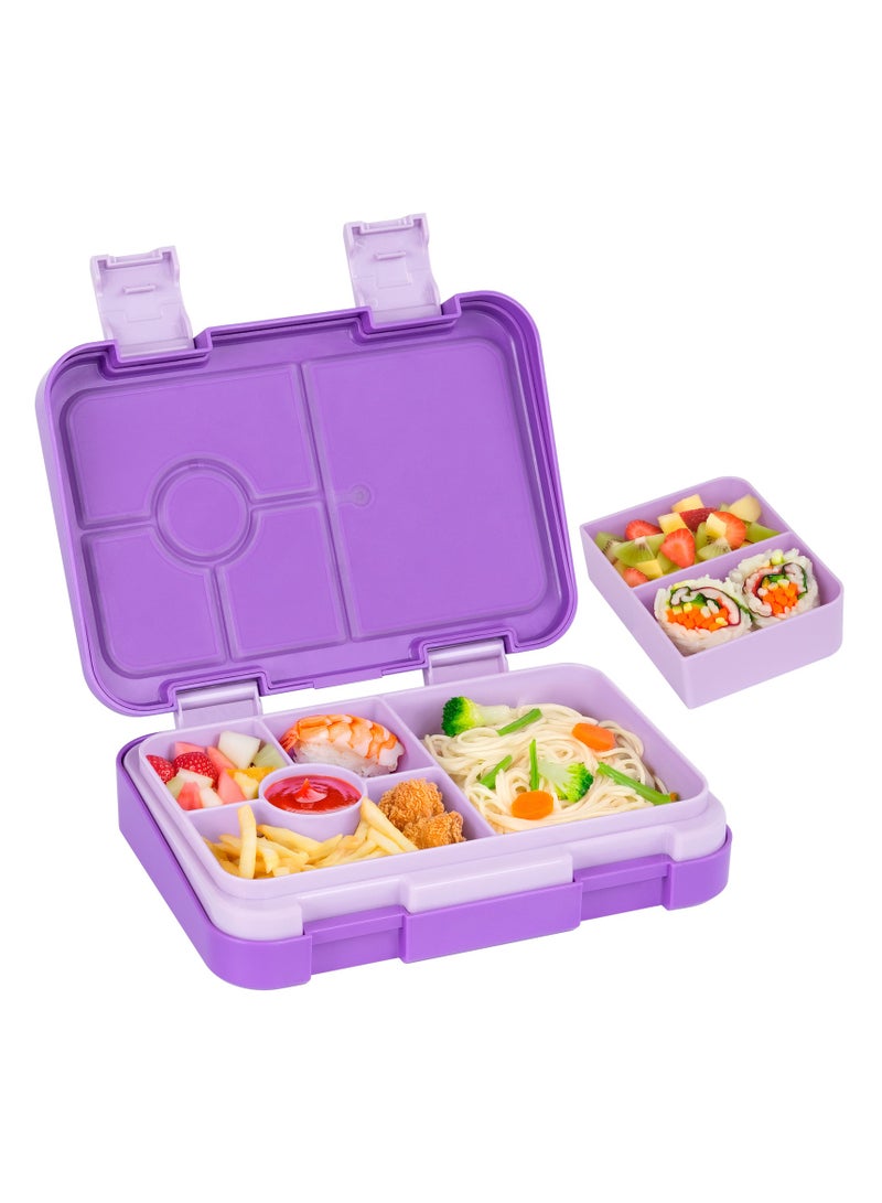 general 810Ml large-capacity children's lunch box, double-buckle PP grid bento box, portable lunch box, microwave heating and preservation (purple) - Image 1