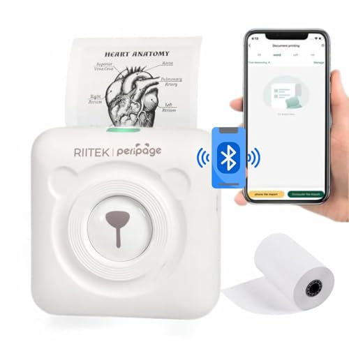 RIITEK PeriPage Inkless Pocket Printer; Wireless Bluetooth Portable Thermal Printer with Paper Roll for Picture, Label, Memo, Receipt Printing (White)(1 Year Warranty) - Image 1
