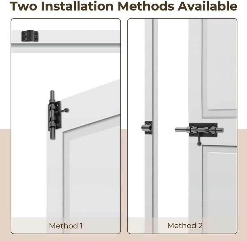 304 Steel Latches, Heavy Duty Stainless Sliding Bolts With Hole, Interior Door Latches For Wooden Fence, Shed, Yard, Barn Door, Steel Barrel Bolts 6 In 2Pcs - Image 5