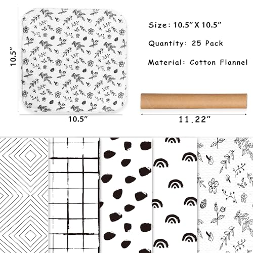 ROGITU 25 Pack Reusable Paper Towels Paperless Towels Roll Washable Cotton Cloth for Kitchen Towels Zero Waste Products Alternative Paper Towels Alternative Black White - Image 3