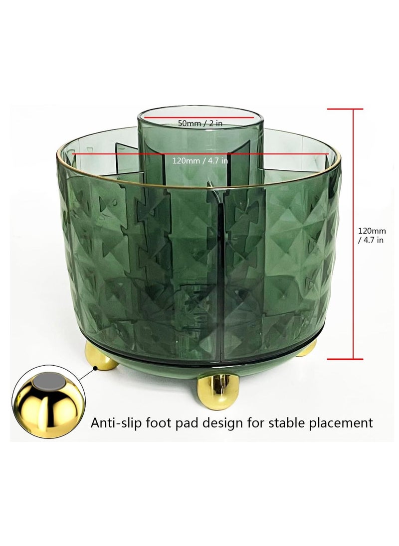 Generic - Dark Green Pen Pencil Holder for Desk, 360° Rotating Pen Organizer, Green Office Supplies, Cute Pen Holder, 6-Compartment Pencil Holder Rotating, Green - Image 1