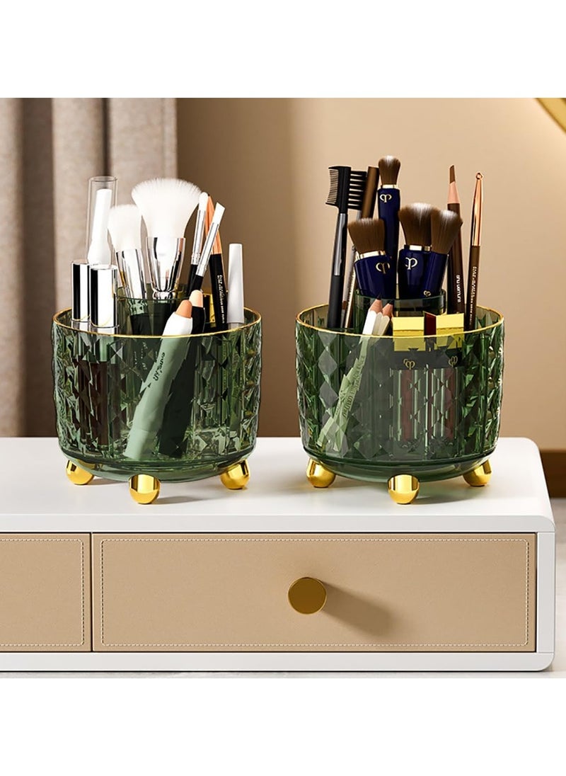 Generic - Dark Green Pen Pencil Holder for Desk, 360° Rotating Pen Organizer, Green Office Supplies, Cute Pen Holder, 6-Compartment Pencil Holder Rotating, Green - Image 1