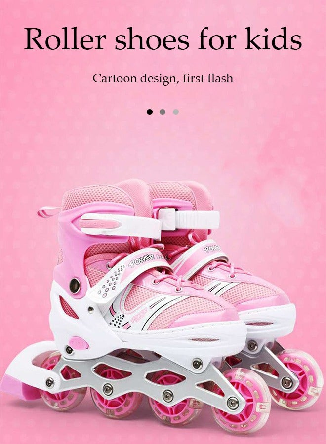 DUNISO زلاجات أطفال, زلاجات أطفال على شكل خط, مع عجلات مضيئة LED, حجم قابل للتعديل, مقاومة للصدمات والتآكل, مناسبة للأولاد والبنات, مناسبة للأحجام 38 إلى 41, L - Image 2