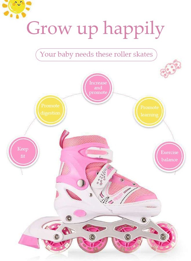 DUNISO زلاجات أطفال, زلاجات أطفال على شكل خط, مع عجلات مضيئة LED, حجم قابل للتعديل, مقاومة للصدمات والتآكل, مناسبة للأولاد والبنات, مناسبة للأحجام 38 إلى 41, L - Image 3