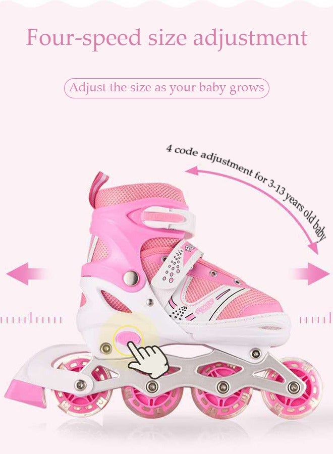 DUNISO زلاجات أطفال, زلاجات أطفال على شكل خط, مع عجلات مضيئة LED, حجم قابل للتعديل, مقاومة للصدمات والتآكل, مناسبة للأولاد والبنات, مناسبة للأحجام 38 إلى 41, L - Image 5