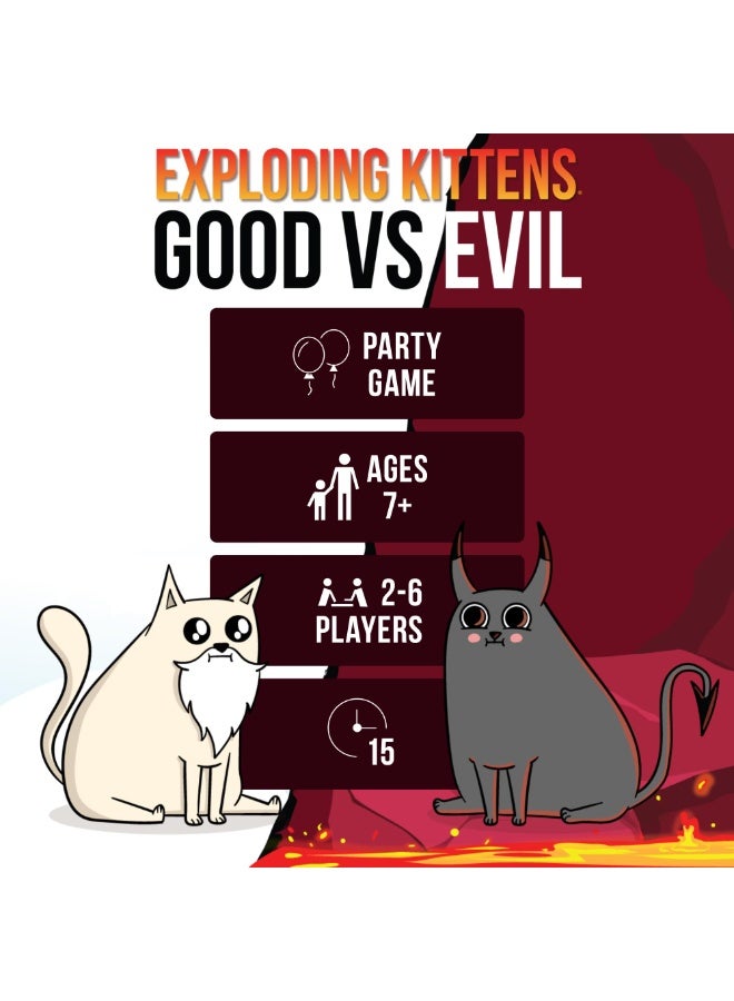 Exploding Kittens Good vs Evil Card Game Party Game for Family & Friends Ages 7+ 2-6 Players Fast Fun Strategy Game - Image 1