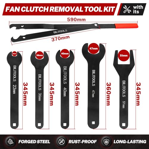 BILITOOLS مجموعة أدوات إزالة قفل المروحة BILITOOLS، مجموعة مفاتيح قفل المروحة 22 36 40 47 51 مم مع حامل البكرة - Image 3