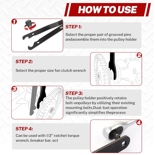BILITOOLS مجموعة أدوات إزالة قفل المروحة BILITOOLS، مجموعة مفاتيح قفل المروحة 22 36 40 47 51 مم مع حامل البكرة - Image 2