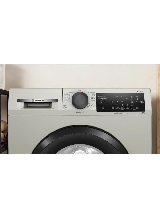BOSCH Series 2 washing machine, frontloader 8 kg , Silver inox WLZ2421SEG WLZ2421SEG Graphite - Image 2