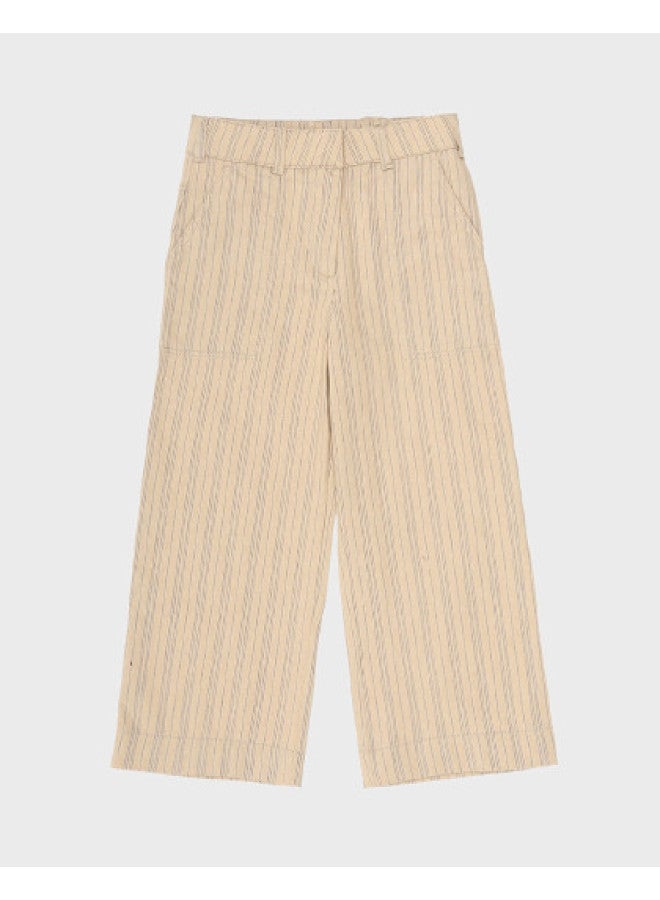 Zara Kids' Stylish British Retro Color-block Striped Straight Leg Casual Pants - Image 1