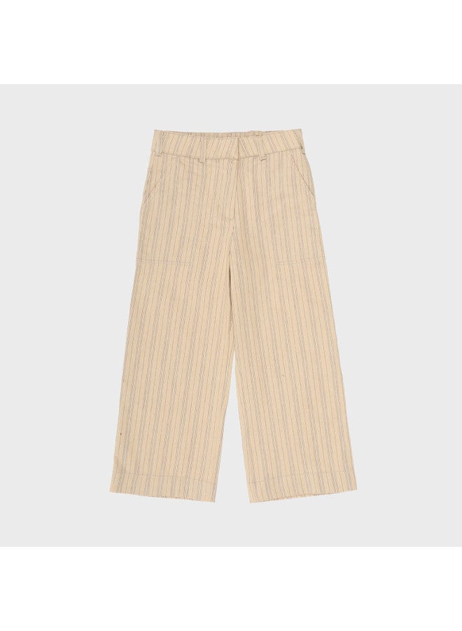 Zara Kids' Stylish British Retro Color-block Striped Straight Leg Casual Pants - Image 2