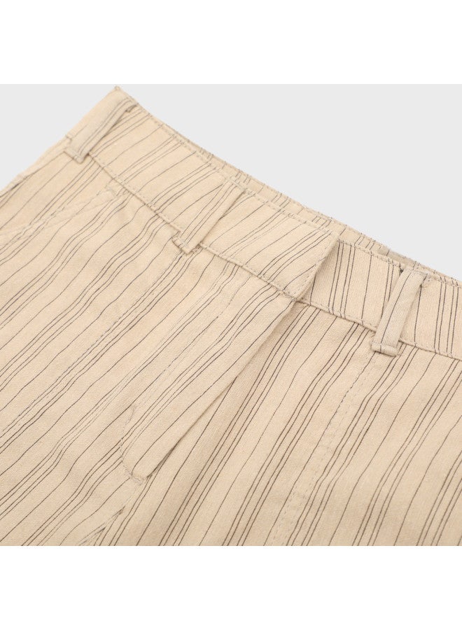 Zara Kids' Stylish British Retro Color-block Striped Straight Leg Casual Pants - Image 4