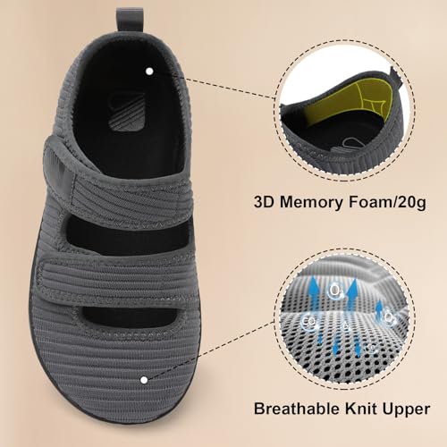 Besroad Womens Wide Toe Box Walking Shoes Adjustable Diabetic Shoes Arthritis Edema Barefoot Indoor Outdoor Sneaker 8Wide Dark Grey - Image 5