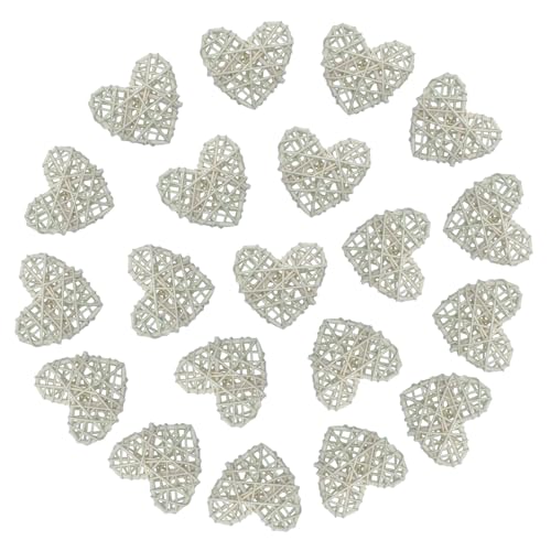 Cartsyou Heart Rattan Ball Sepakraga Vase Filler Ball Craft Photo Shooting Props for Garden Home Decor Christmas Tree Ornament Wedding Birthday Valentine's Day Baby Shower Party (White 5cm 20pcs) - Image 1