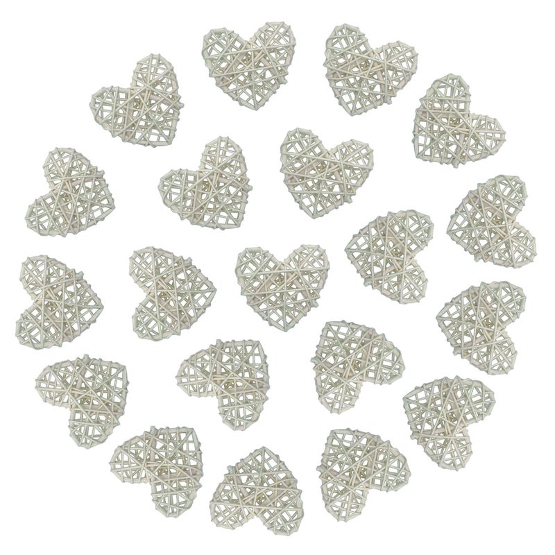 Cartsyou Heart Rattan Ball Sepakraga Vase Filler Ball Craft Photo Shooting Props for Garden Home Decor Christmas Tree Ornament Wedding Birthday Valentine's Day Baby Shower Party (White 5cm 20pcs) - Image 4