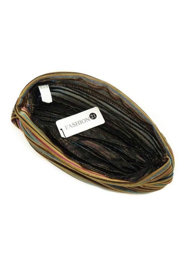 Fashion 21 ] Women's Pleated Glittered Turban Hat Head Wear (Gold Multi), Gold Multi, One size - Image 4