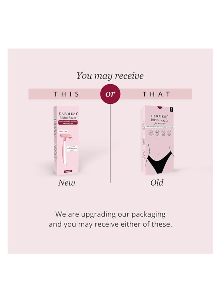 CARMESI Carmesi Bikini Razor For Women - Nano Precision Shave of the Bikini Line With Safety Blade, Protective Cover & Stainless Steel - Suitable For All Skin Types - No Bumps, Irritation & Cut - Pack of 1  - Image 3