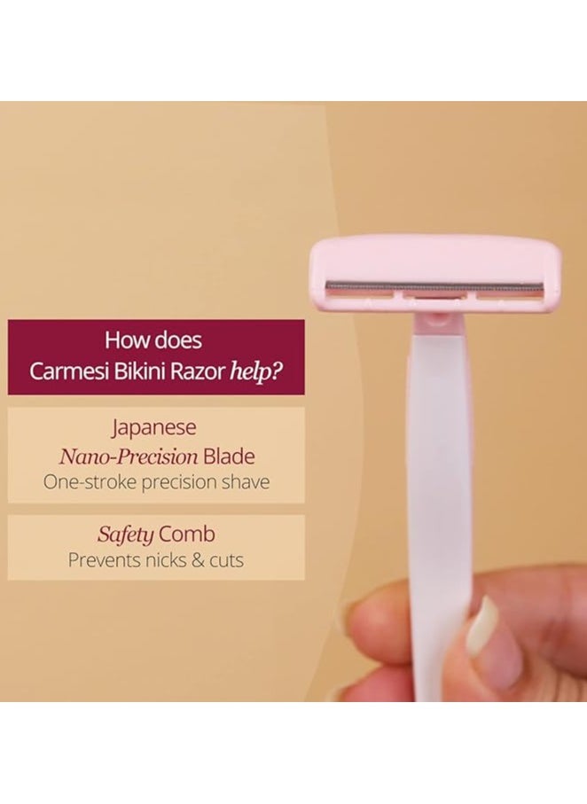 CARMESI Carmesi Bikini Razor For Women - Nano Precision Shave of the Bikini Line With Safety Blade, Protective Cover & Stainless Steel - Suitable For All Skin Types - No Bumps, Irritation & Cut - Pack of 1  - Image 5