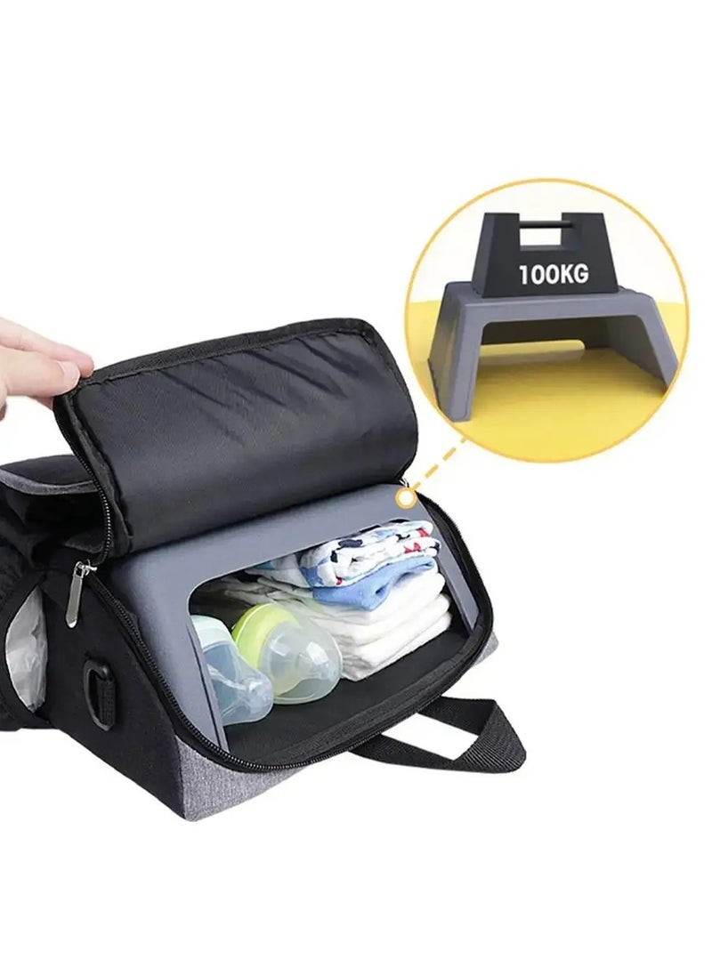 XiuWoo 2 in 1 Multifunctional Portable Kids Baby Booster Seat, High Chair, Mother bag, Nappy Storage Bag and Baby Travel Diaper Bag with Handy Storage Compartments and Safety Harness  - Image 4