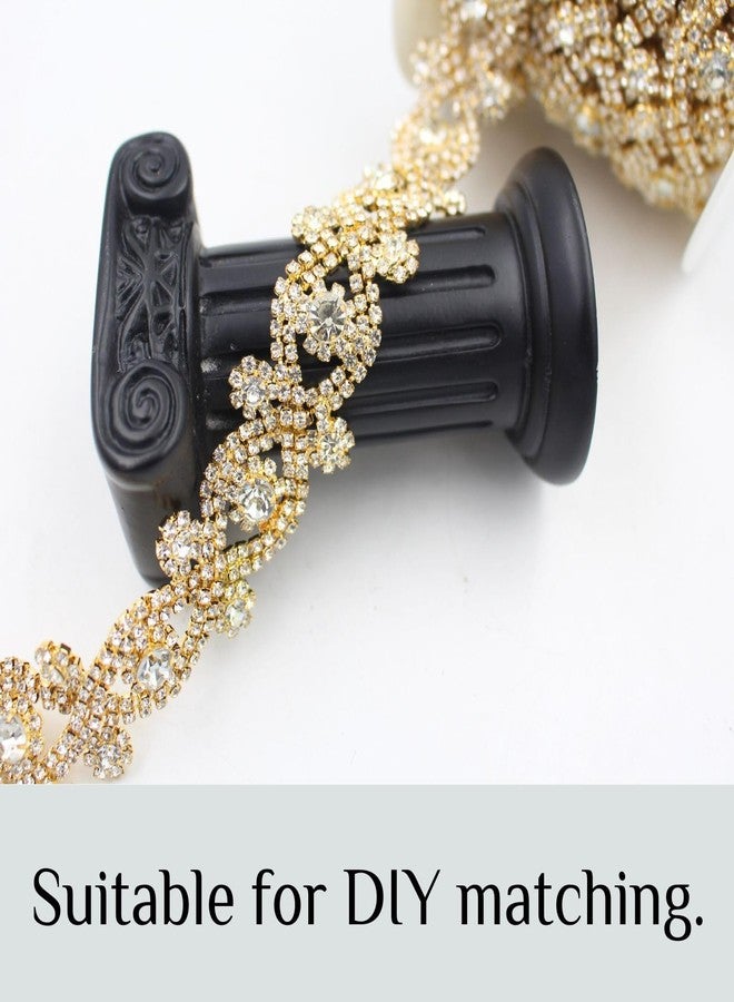 PEARLY JUN Rhinestone Trim Crystal Rhinestone Ribbon for Sewing Leather Shoes DIY Bouquet Decoration Clothing Wedding Headwear. (ML013-gold) - Image 5