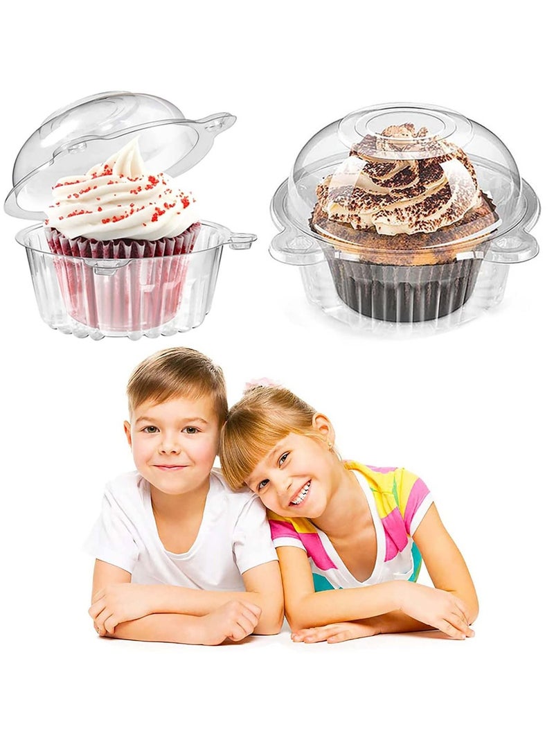 SYOSI Cupcake Holders, Disposable Clear Plastic Single Cupcake Muffin Dome Holders Cases Individual Cupcake Boxes Bulk for Wedding, Party Cake, Muffin, Fruit Salad - Image 1