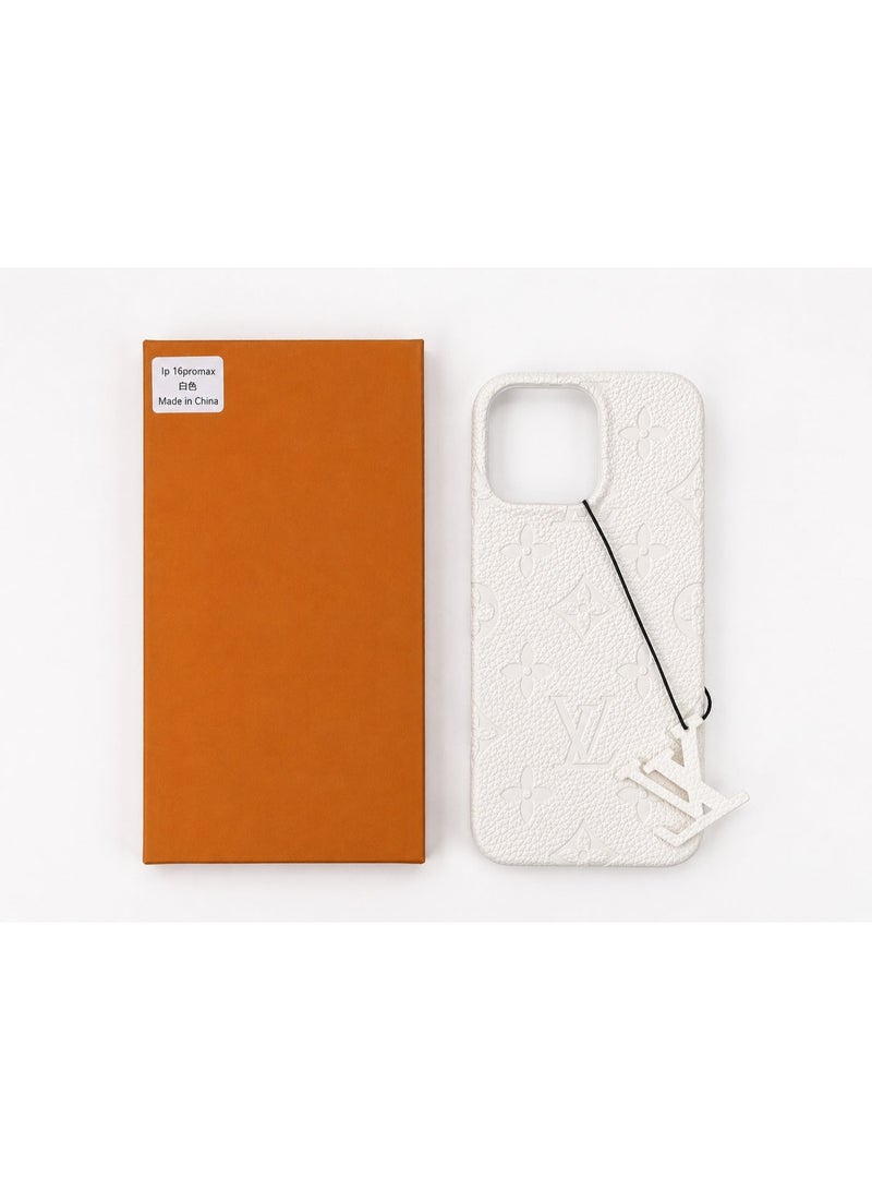 Luxury Embossed Case for iPhone 16  Pro Max – white - Image 3