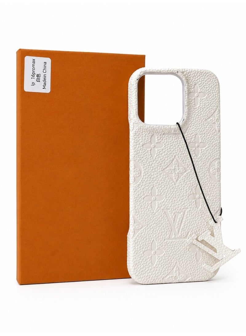 Luxury Embossed Case for iPhone 16  Pro Max – white - Image 2
