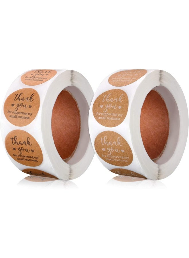 Premify 1 Inch Thank You Stickers, 1000 Pieces Brown Kraft Thank You For Supporting My Small Business Stickers Labels For Baking Packaging, Envelope Seals, Birthday, Party Gift Wrap, Brown Tags For Wedding - Image 1