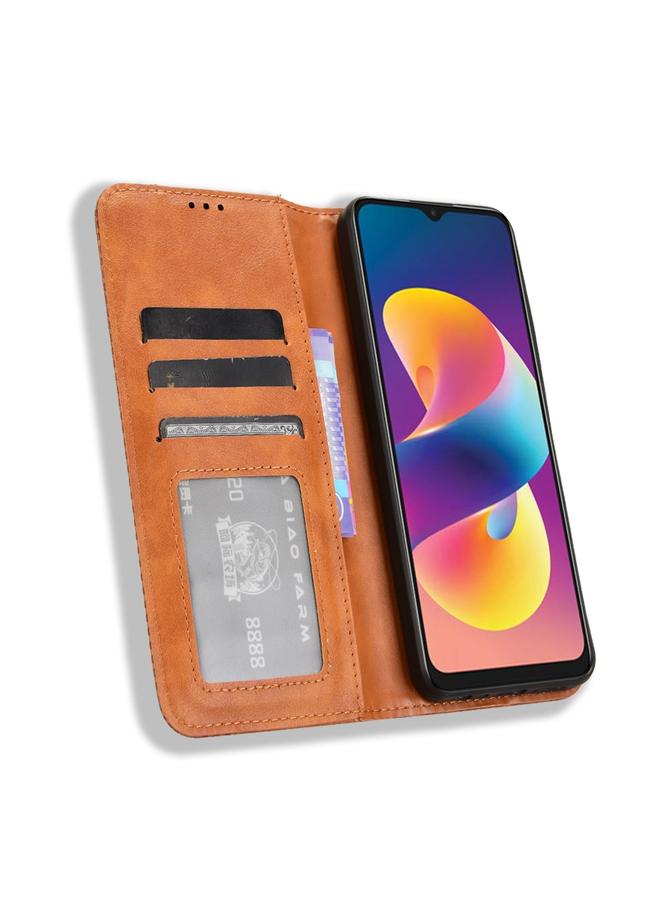 erorex Case For TCL 50 LE Magnetic Buckle Retro Texture Leather Phone Case  - Image 4