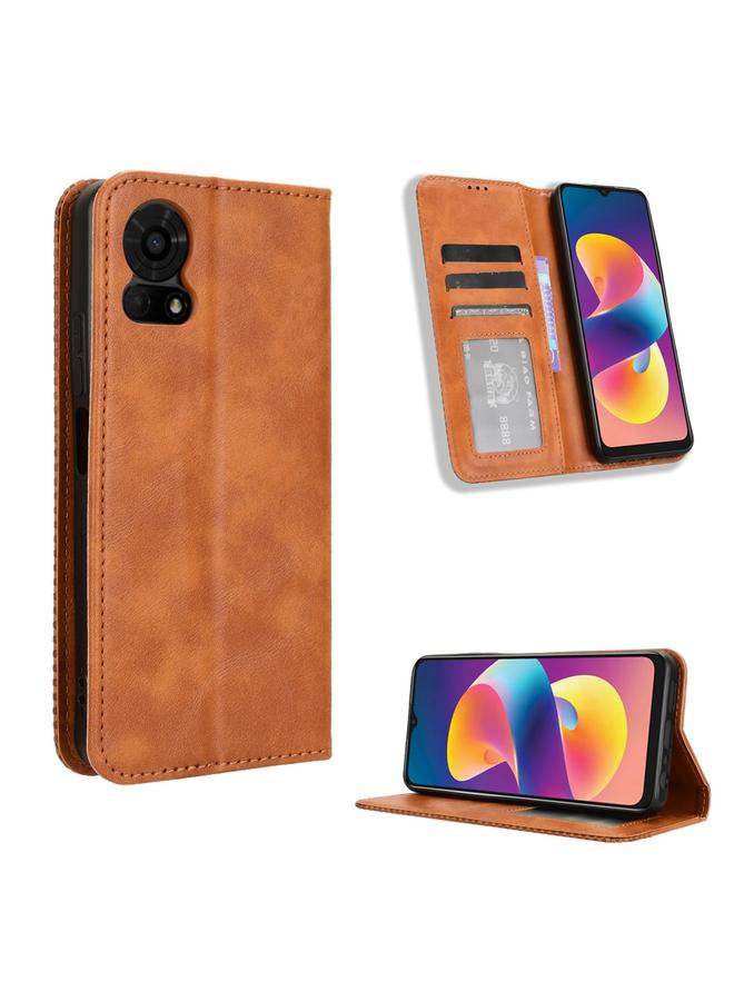 erorex Case For TCL 50 LE Magnetic Buckle Retro Texture Leather Phone Case  - Image 1