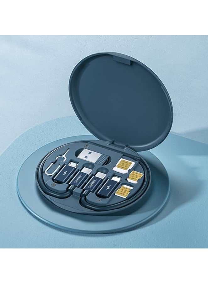 PEETTA صندوق تخزين كابل بيانات USB متعدد الوظائف 60 واط مع خط شحن سريع ومجموعة دبابيس إزالة البطاقة للأجهزة الإلكترونية الرقمية الصغيرة - Image 3