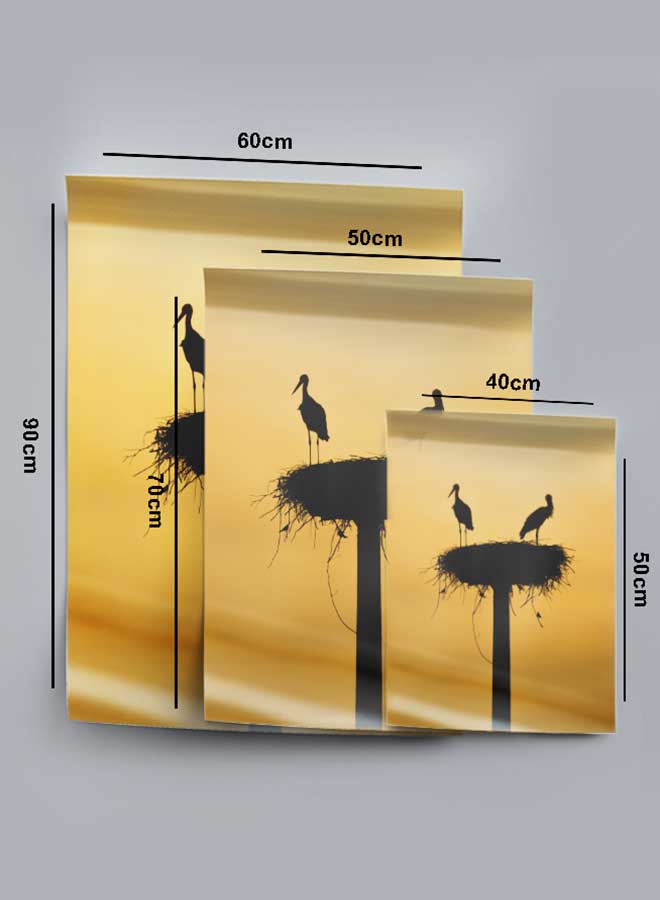 لوحة بوستر ديكور لوحة بدون فريم مع أربع قطع منفصلة من اللاصق ذو الوجهين تصميم صورة عش البجع غرفة النوم غرفة المعيشة وديكور المكتب - Image 4