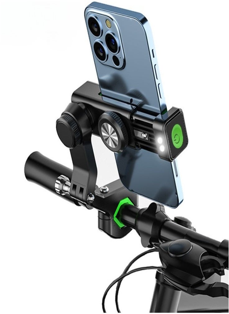 Generic Bike Phone Holder Adjustable Anti-Shake & Stabilize 360° Rotation Motorcycle Phone Holder Bike Phone Holder with Light Flashlight Anti-Off Phone Holder  - Image 1