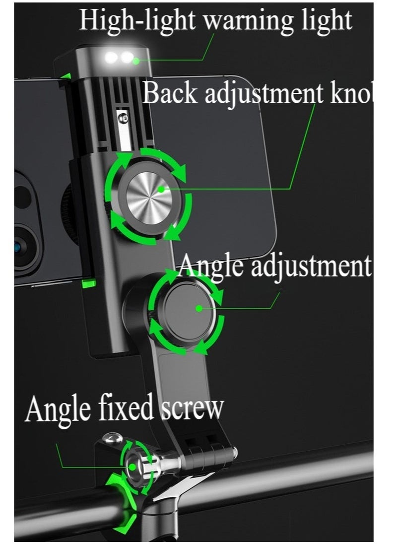Generic Bike Phone Holder Adjustable Anti-Shake & Stabilize 360° Rotation Motorcycle Phone Holder Bike Phone Holder with Light Flashlight Anti-Off Phone Holder  - Image 4