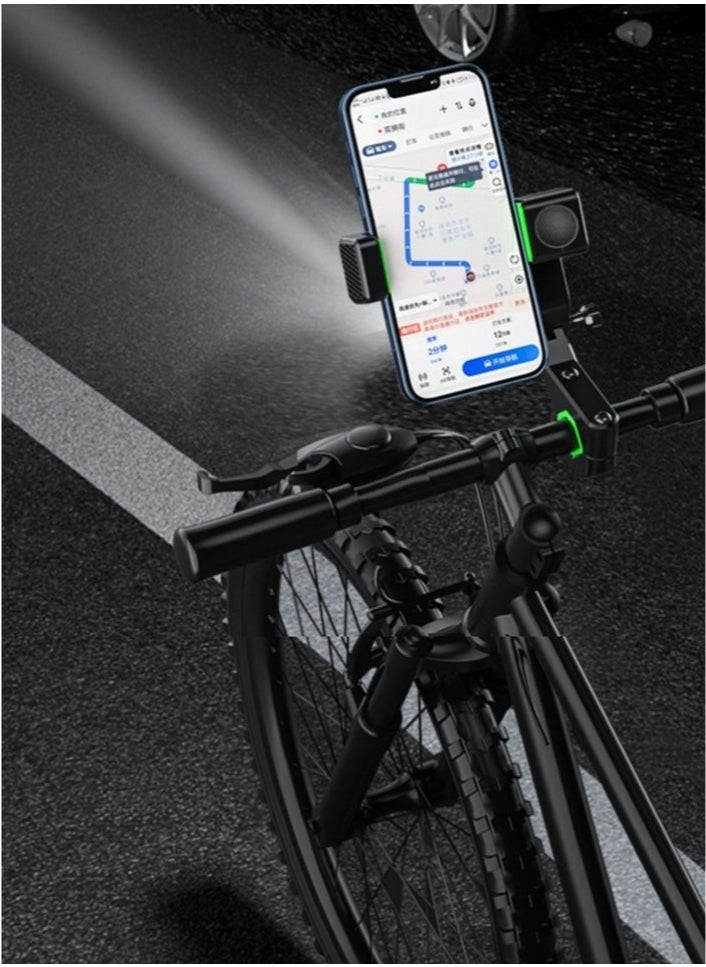 Generic Bike Phone Holder Adjustable Anti-Shake & Stabilize 360° Rotation Motorcycle Phone Holder Bike Phone Holder with Light Flashlight Anti-Off Phone Holder  - Image 2