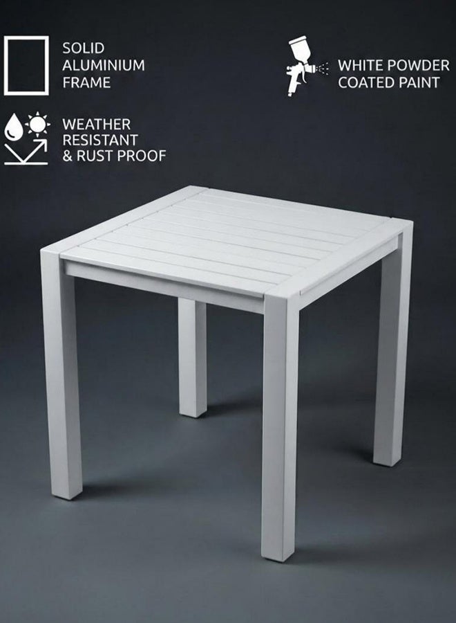 Modern Minimalist Outdoor Coffee Table (42 x 42 x 45 cm) - Solid Aluminum Frame, White Powder Coated Finish - Weather-Resistant & Rust-Proof Patio Furniture - Image 1