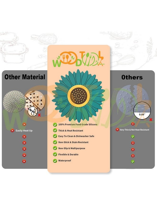 WOODTULA WOODTULA Silicone Trivet Mat Set of 6 - Trivets for Pots & Hot Dish - Trivet Mat for Hot Pots Cup Mat Coasters - Kitchen Decor Mats (Set of 6, Meduim, Multi)  - Image 4
