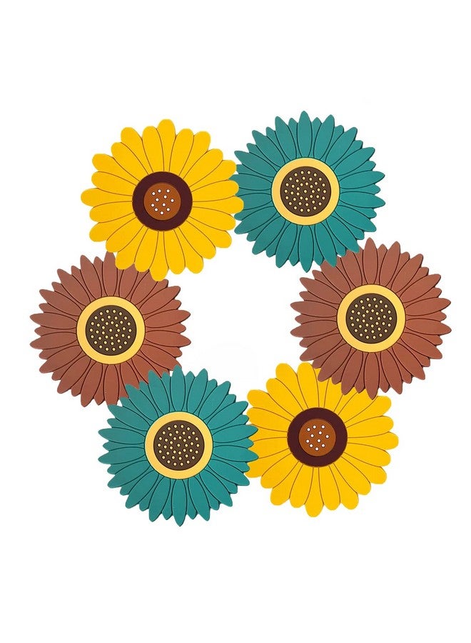 WOODTULA WOODTULA Silicone Trivet Mat Set of 6 - Trivets for Pots & Hot Dish - Trivet Mat for Hot Pots Cup Mat Coasters - Kitchen Decor Mats (Set of 6, Meduim, Multi)  - Image 1