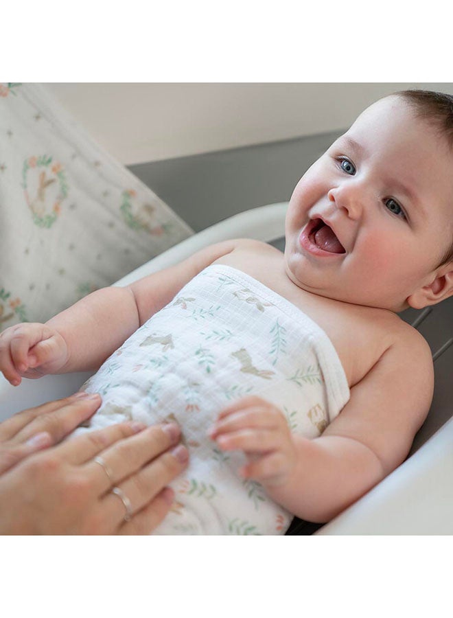 aden + anais Pack of 3 Essentials Classic Washcloth Set, Super Soft 100% Cotton Muslin, Blushing Bunnies - Image 3