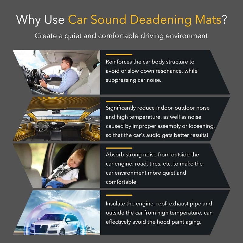KOIKEY Car Sound Deadening Foam Mat - 394 mil 16.3 sqft Auto Soundproofing Material - Image 4