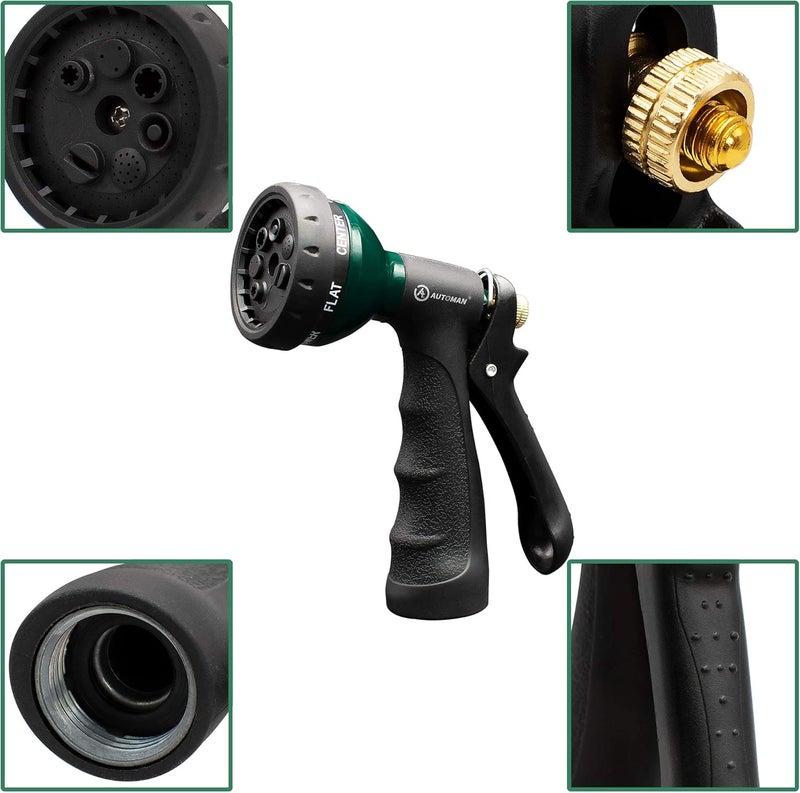 AUTOMAN -Garden-Hose-Nozzle, Metal Water Spray Nozzle with Heavy Duty 7 Adjustable Watering Patterns,Slip Resistant for Watering Plants,Lawn& Garden,Washing Cars,Cleaning,Showering Pets & Outdoor Fun. - Image 3