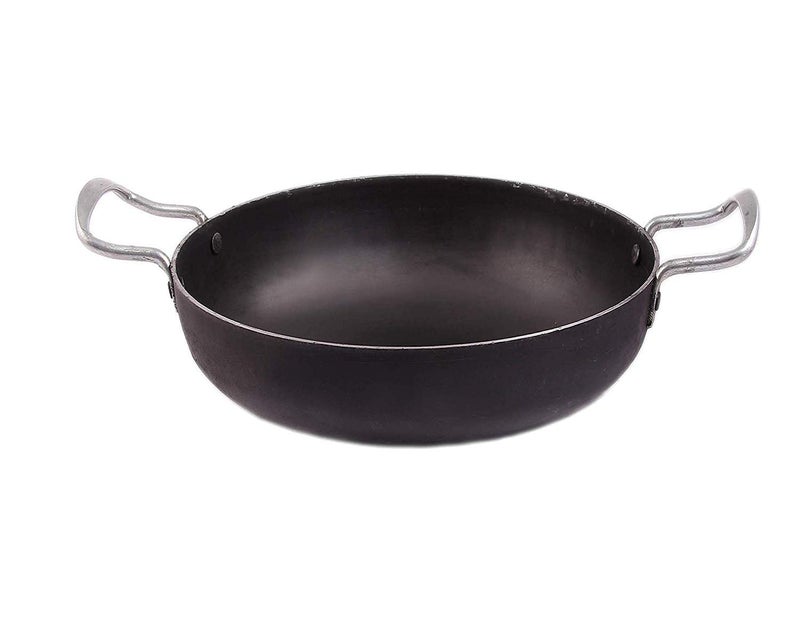 KITCHEN SHOPEE Traditional Handmade Iron Kadai Combo for Cooking 8 Inches 9 Inches and 11 inches Diameter Black 7 litres 3 Kadai - Image 2