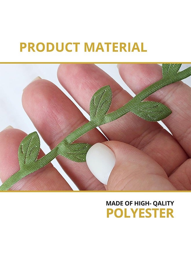 شريط أوراق الشجر، لفافة من القماش، ٢٠ ياردة، شريط أخضر، عرض بوصة واحدة، شريط تزيين زيتوني صناعي، لتغليف الهدايا، أعمال يدوية. - Image 3