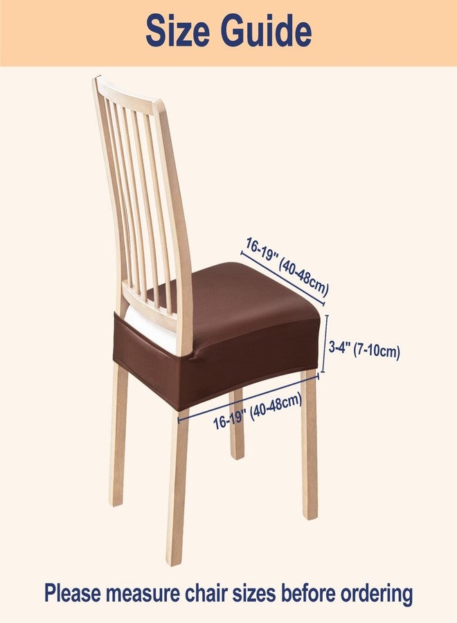 smiry أغطية مقاعد سميري المقاومة للماء، طقم من 6 قطع، مصنوعة من جلد البولي يوريثان المطاطي، قابلة للإزالة والغسل، لحماية مقاعد كراسي غرفة الطعام، بدون أغطية خلفية، لون قهوة - Image 4