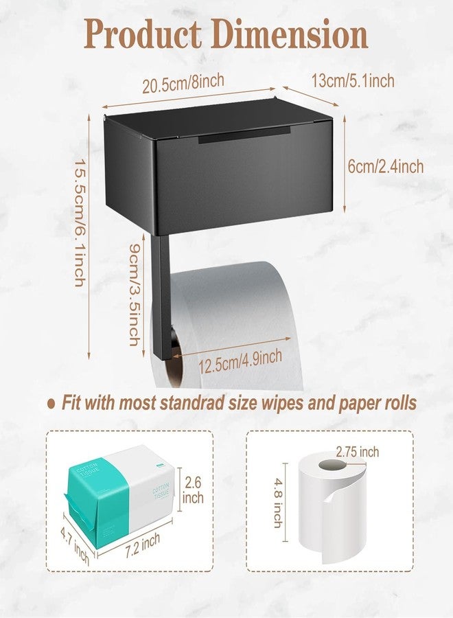 Bjiotun Toilet Paper Holder with Shelf - SUS304 Stainless Steel Toilet Paper Storage with Wipes Dispenser & Toilet Paper Roll Holder Wall Mount for Bathroom Storage, No Drill to Install - Matte Black - Image 5