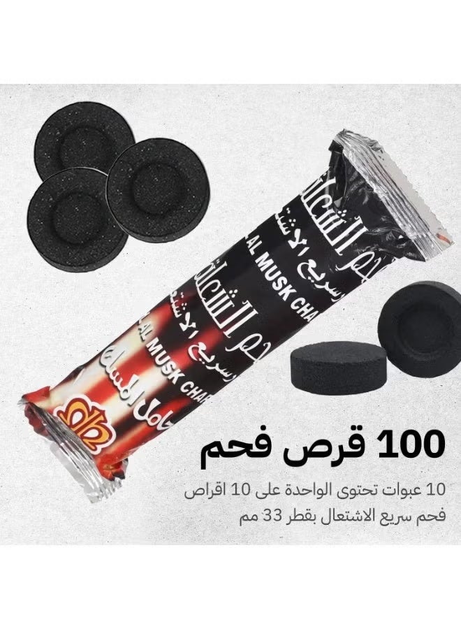 Hamil Al Musk Fast-Lighting  Charcoal for Incense | 100 Tablets | Easy & Instant Ignition | 45-Mins Clean Burn | Spark-Free | 33mm Tablets from AlShola - Image 2