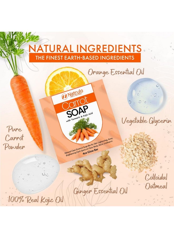 Natrulo Carrot Soap For Skin Brighteningnatural Carrot Soap Bar For Spots On Face Body Neck Underarmcarotene Reduces Acne Brightens Scars & Evens Skin Tonekojic Acid Glow Bar Made In Usa - Image 2