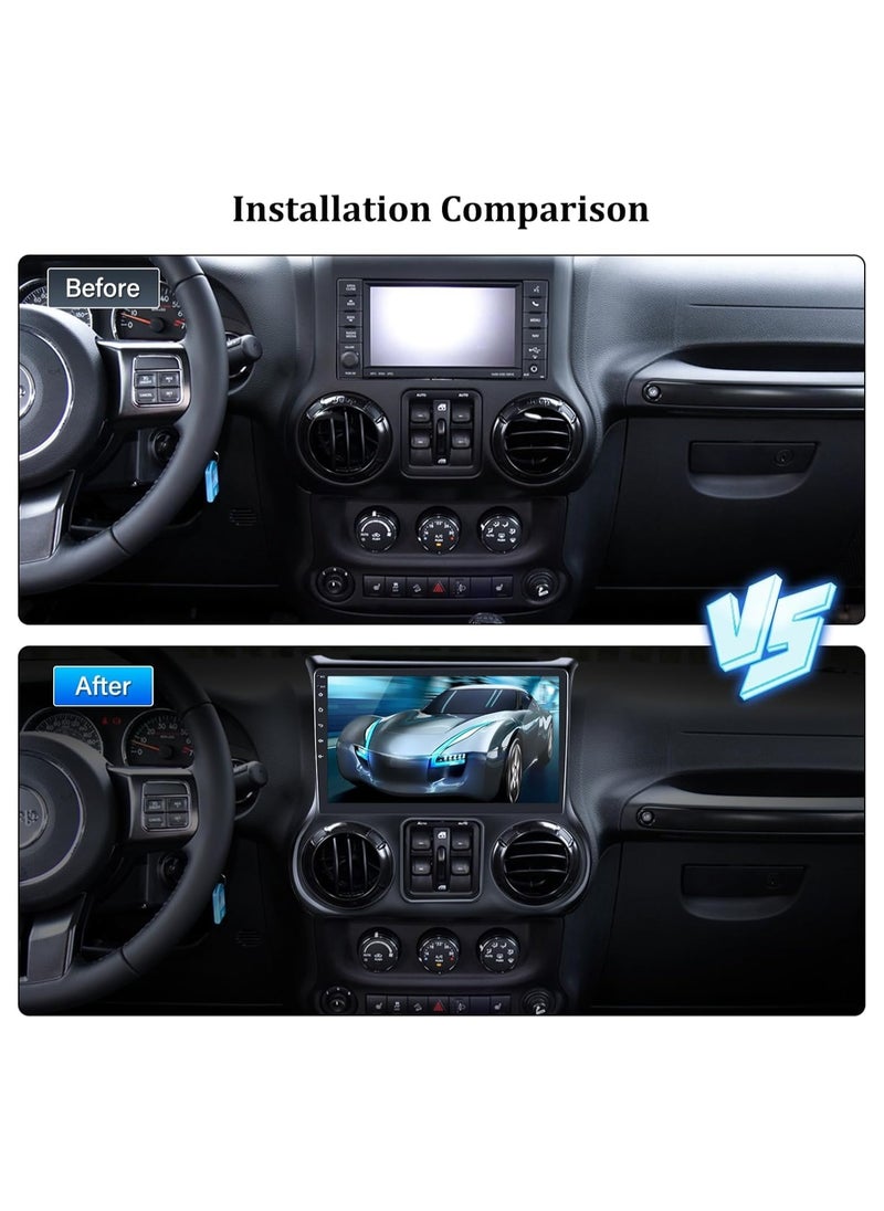 Generic - Android Car Stereo for Jeep Wrangler 2011 2012 2013 2014 6GB RAM 128GB ROM Support SIM Card, Carplay, Mirror Link Wi-Fi BT, Radio GPS Navigation, 10 Inch IPS Touch Screen with AHD Camera Included - Image 1