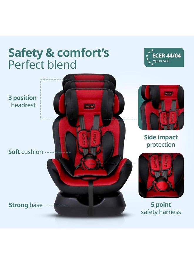 Luvlap Galaxy Convertible Car Seat for Baby & Kids New Born to 7 Years, Forward Facing & Rearward Facing, 3 Adjustable Recline Levels, European Safety Standard Certified, Side Impact Guard, Red - Image 4